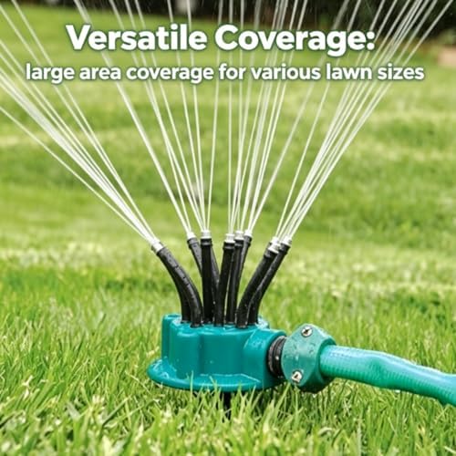 Coverage Precision Garden Irrigation Sprinkler, Automatic Rotating Lawn Sprinkler System, Large Area Coverage, Multi-Adjustable Flex Design, Water Saving with Heavy Duty Spike Base (3pcs) - Image 2