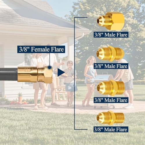 3/8" ID Natural Gas Hose, 12FT Low Pressure LPG Hose with Quick Connect, Propane to Natural Gas Conversion Kit for Weber, Char-broil, Pizza Oven, Patio Heater and More NG Appliance - Image 4