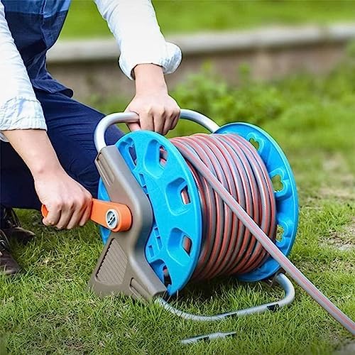 Garden Hose Reel,Wall/Floor Mounted Retractable Hose Reel for Garden, Lawn, Farm, Car Washes Outside Water Pipe Rack Winding Tool Hose Reels (Color : Blue, Size : Large) - Image 2