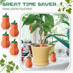 DoubleFill 4 Pcs 24oz Terracotta Olla Pot Watering Spikes Stakes, Pumpkin - Image 3