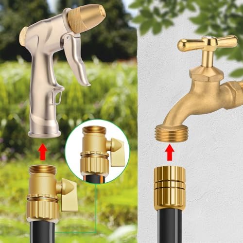 garden nozzle, high-pressure and heavy-duty metal nozzle, with 5 adjustable spray modes, high-pressure handheld sprayer, suitable for watering plants, cleaning houses, cars, and pets(2pcs) - Image 2