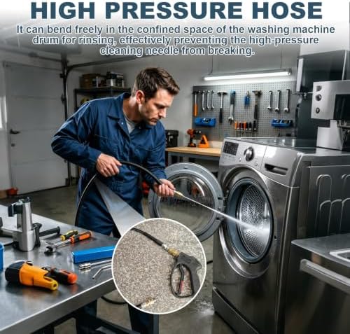 5 Pack Pressure Washer Needle Tips, Equipped with a High Pressure Hose to Prevent Head Breakage, 1/4 Quick Connect for Washer, AC Coil, Water Heater and Appliance Cleaning - Image 2