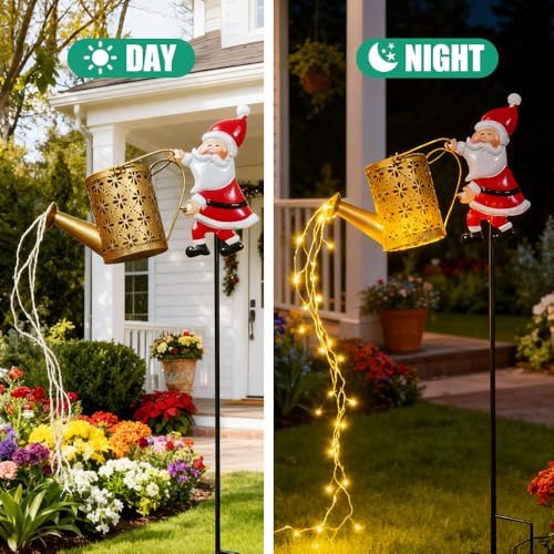 Christmas Solar Kettle Light, 2026 New Garden Lawn Decorative Light, Outdoor Hanging Solar Powered Santa Claus Watering Can with LED for Lawn Decorations (Colorful) - Image 4