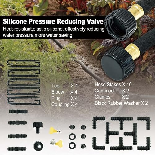 100FT Soaker Hose for Garden - 1/2" Diameter Heavy Duty Rubber Drip Irrigation Kit - Save 70% Water for Lawn/Flower Beds/Vegetable/Shrubs/Hedges - Image 2