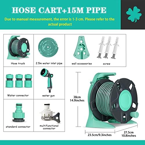 Hose Reel Cart Garden Hose Reels Retractable Handheld Compact Hose Cart, Garden Watering Tool, Compact Outdoor Hose Organiser, with Water Gun(Hose Cart+15m Pipe) - Image 7