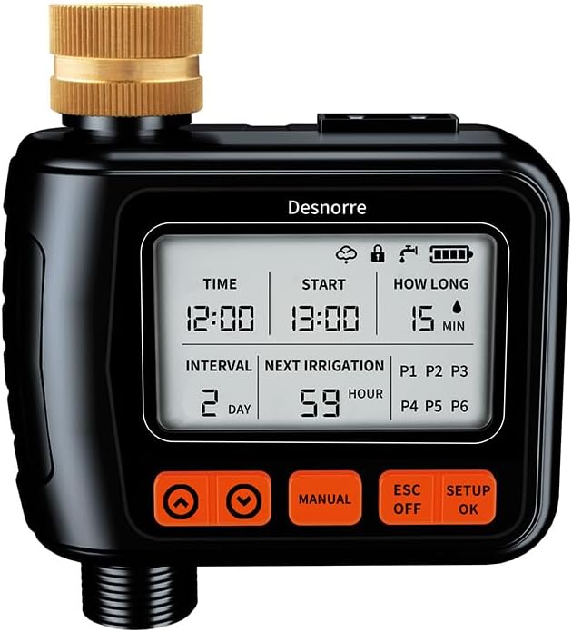 Sprinkler Timer, Programmable Hose Timers for Watering with Brass Swivel, Digital Irrigation Controller System with Rain Delay/Manual Mode/Automatic Watering for Gardens, Lawns, and Hose Systems by RISOON