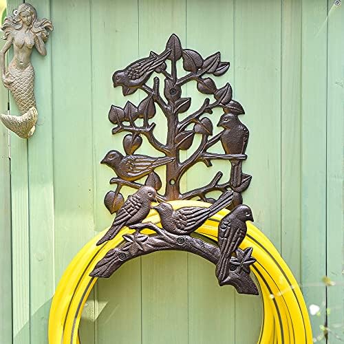 Sungmor Brown Bird Water Hose Holder, Wall Mount Garden Hose Hanger, Heavy Duty Cast Iron Hose Reel Wall Mounted, Indoor Outdoor Watering Hose Wall Hook, Yard Balcony Water Pipe Storage Rack Butler - Image 5