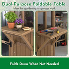 Ketive Outdoor Storage Cabinet, Large Wood & Metal Garden Shed with Foldable Table, Weather-Resistant Asphalt Roof, Lockable Doors & Adjustable Feet for Patio, Backyard, or Garage (47"L x 20"W x 70"H) - Image 3