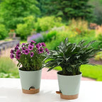 Plant Pots 6 PCS 5 inch Self Watering Planters High Drainage Flowers Pot for Indoor Outdoor Plants with Reservoir Tray and Watering Lip Gardening Planter Garden Flower Pots, Green (Pack of 2) - Image 7