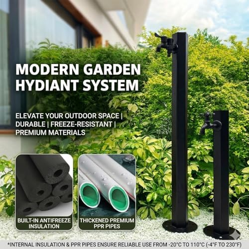 Outdoor Water Column with Faucet and Spray Gun, Antifreeze Water Dispenser Hydrant, for Car Washing and Watering, Durable Outdoor Water Feature(Black 1) - Image 6