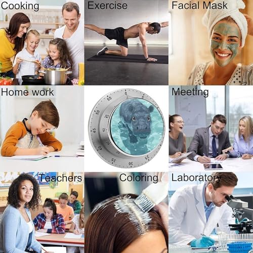 Hippo in Water Kitchen Timer for Cooking Mechanical Rotating Alarm Countdown Countup Timers - Image 5