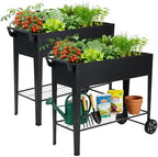 2-Pack 32" Tall Elevated Raised Garden Bed with Wheels and Shelf by FOYUEE
