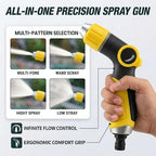 High Pressure Garden Hose Nozzle with 4 Spray Patterns & Thumb Control (Yellow) - Image 6