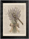 Framed Canvas Wall Art Vintage Gardening Shears and Lavender Muted Tones on Printed Page Canvas Print Poster Black Frame Wall Decor for Kitchen Cottagecore Art, Rustic Home Decor - 24x36 Inch by Unknown