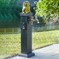Outdoor Retro Post Faucet Freestanding Garden Hose Holder with Faucet & Spray Gun, Floor Mounted Water Tap for Irrigation Washing, Vertical Water Column Feature(Blue,69cm/27.1in) by MDDKOP