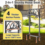 Garden Hose Holder, Freestanding Hose Reel Stand with Storage Basket - Image 3