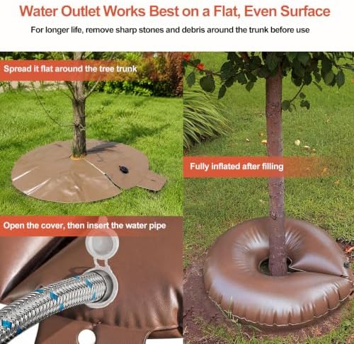 4-Pack 15 Gallon Tree Watering Bags and Rings, Slow Release Automatic Drip Irrigation with Adjustable Flow Valve, Deep Root Watering for Newly Planted Trees and Shrubs - Image 5