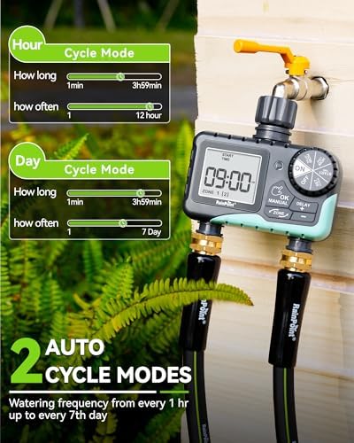 Automatic 2 Zone Watering Timer & 10ft Leader Hose Bundle | Sprinkler Timer for Drip Irrigation, Sprinklers, Potted Plants | Easy Setup, Leak-Proof, Lightweight - Image 4
