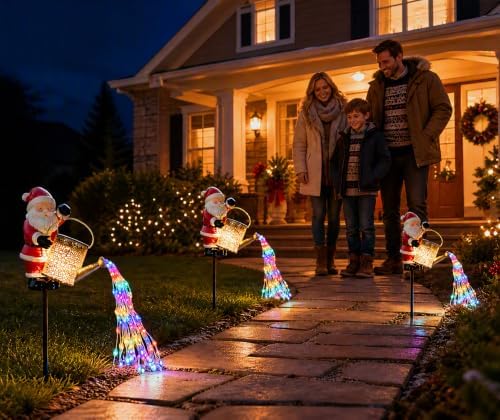 Solar Watering Can Light,Christmas Santa Solar Kettle Lights, Solar Outdoor Decorative,Garden Decor Lights for Yard, IP65 Waterproof Novelty Santas Solars Christmas Decorations Night Lights - Image 7