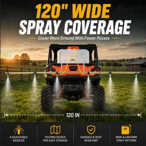 6 Nozzles Foldable Sprayer Boom Kit, Large Coverage Sprayer for ATV/UTV - Image 2