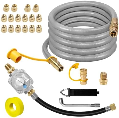 10FT Propane to Natural Gas Conversion Kit Compatible with Weber Genesis, Genesis II, Spirit, Spirit II, Convert LPG Grills to NG, Includes 1/2" Natural Gas Hose with Gas Regulator and Orifice by Unknown