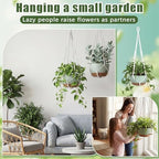 Sliner Set of 4-12 Inch Self Watering Hanging Planters Includes Hanging Pots and Outdoor Hanger Plant Pots with Drainage Holes 2 Types of Hanger Basket Hooks for Patio Garden(Green Brown) - Image 7