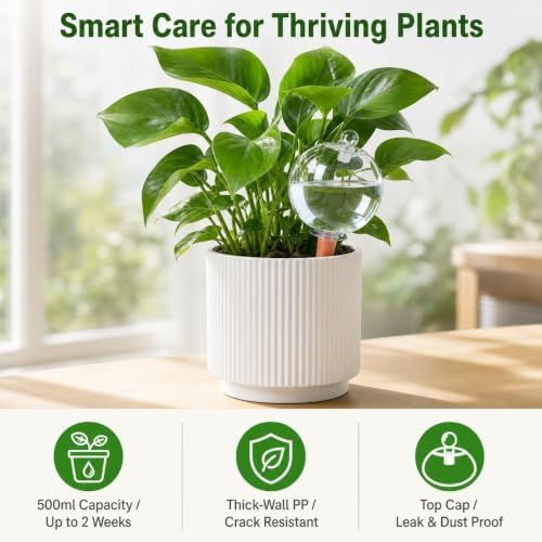 MGMSBV 4 Pack 17 oz Self Watering Globes, Thick-Wall Durable, Clear - Image 2