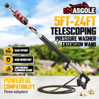 Pressure Washer Wand 24FT Telescoping with Pressure Washer Extension Wand, Gutter Cleaning Tools - Extension Pole, Brush Head, 7 Spray Nozzle Tips, Support Belt & Hose Adapters - Image 2