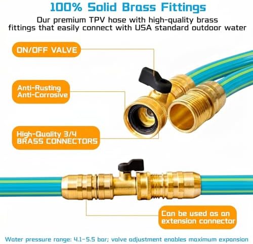 Expandable Garden Hose, Expandable Hose With 10 Pattern Spray Nozzle, TPV Material Flexible, Durable, Kink-Free, Brass Fittings Water Hose Expandable (Green, 50FT(Expanded)) - Image 3