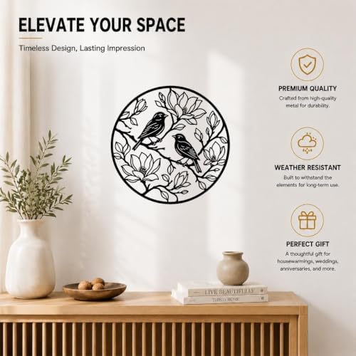 Birds On Branches Metal Wall Art as Adds Serene Natural Beauty with Shape - Image 3