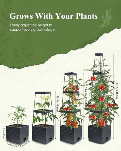 2-Pack Tomato Planter with Trellis, 57" Self-Watering Raised Garden Bed Planter Box, Tomato Cages for Indoor & Outdoor Climbing Plants, Vines, Vegetables, and Flowers (57x9.8x9.8IN) - Image 2
