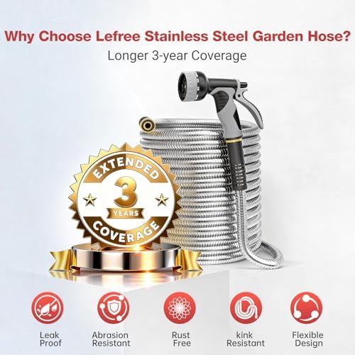 Lefree 25FT Metal Garden Hose with Upgraded Leak‑Proof Rubber Sleeve - Image 2