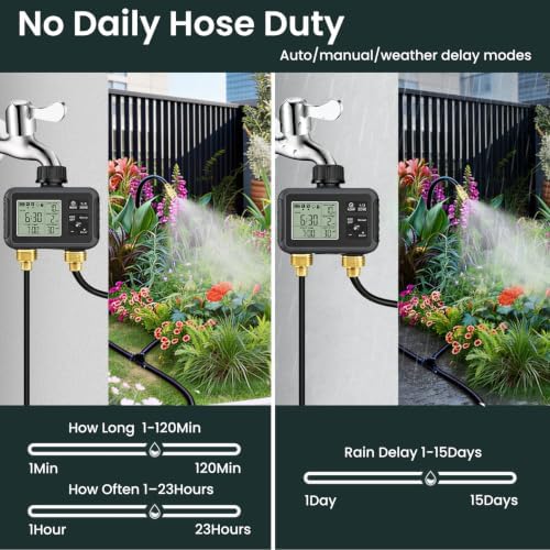 200 Ft Drip Irrigation System with Smart Water Timer (Double Tube) - Image 2