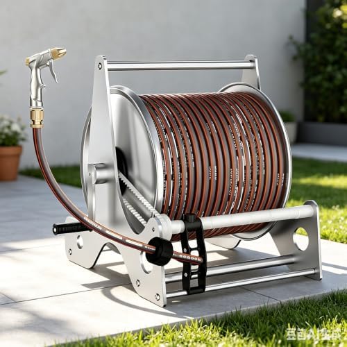 Wall Mounted Retractable Stainless Steel Hose Reel Rack-30mHose by Unknown