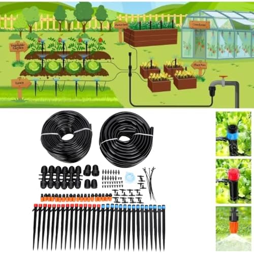 Drip Irrigation System Quick Connect 2 Hoses Garden Watering Kit for Plants Lawn Patio - Image 6