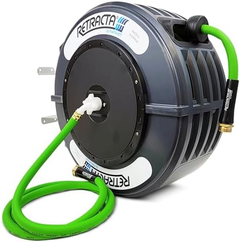 Macnaught Retractable Garden Hose Reel, 82 Ft Water Hose Reel Heavy Duty Retractable Hose with Metal 180° Swivel Rotation Bracket for Wall Mount - Gray by MacnaughtUSA