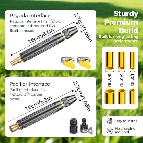 2026 New Heavy Duty Adjustable High Pressure Hose Nozzle, Home High Pressure Car Wash Water Gun, Portable High Power Hose Sprayer for Washing Car Patio Driveway Yard Watering Plants (3, Pagoda) - Image 4
