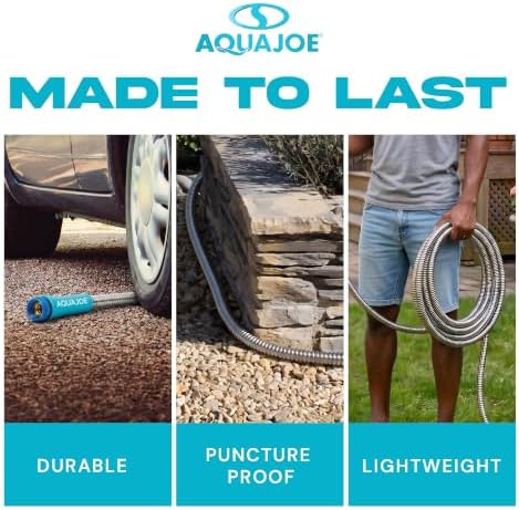 Aqua Joe AJSGH100 1/2-Inch Heavy-Duty, Puncture Proof Kink-Free, Spiral Constructed 304-Stainless Steel Metal, Garden Hose, 100-Foot - Image 3