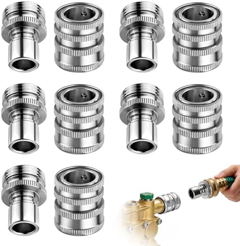 Upgraded Stainless Steel Quick Connect Hose Fittings Set - 3/4" GHT Universal Quick Release Garden Hose Connectors (Stainless Steel, Sliver 5 Pack) by Unknown