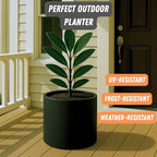 Fox & Fern Large Planter for Indoor or Outdoor, Black Matte, 14.6 Inch - Image 5