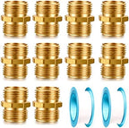 Garden Hose Fittings - Solid Brass Repair Connectors: Double Male Faucet Leader Coupler (3/4" GHT) (10-PCS) by YELUN
