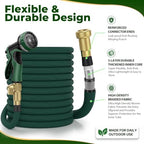 Garden Hose 100 ft, 2026 Upgraded Kink Free Flexible Water Hose 100ft With 10 Pattern Spray Nozzle, Leak-Proof, Portable, Ultra Lightweight & Durable Garden Hose for Yard, Lawn, Outdoor (DarkGreen) - Image 3