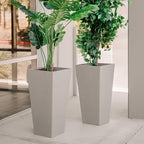 XBrand 28-Inch Tall Square Tapered Planter, Indoor & Outdoor Patio Décor, Set of 2, Light Gray - Image 6