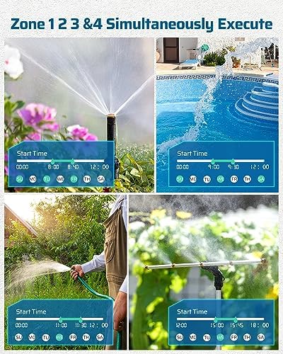 DEWENWILS Sprinkler Timer 4 Zone, with Rain Delay/Manual/AUTO Irrigation - Image 3