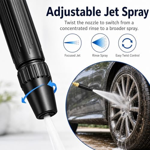 High Pressure Hose Nozzle with 32.8 ft Hose, Jet Sweeper Nozzle with 3/4 Garden Hose Adapter, Car Wash Hose Kit for Driveway Patio Yard Cleaning (34.4 ft Hose) - Image 4