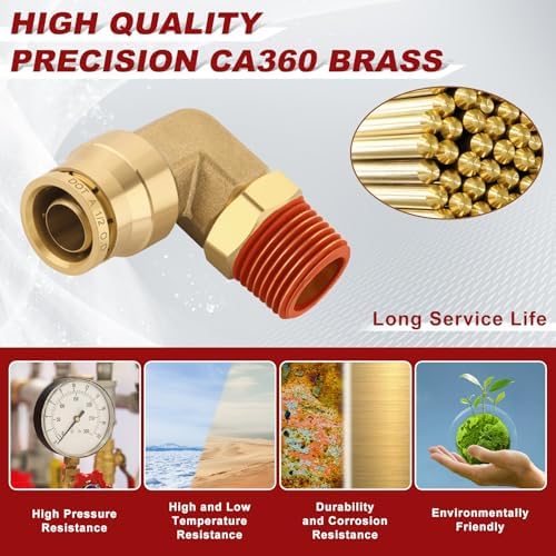 90° Swivel Male Elbow, 1/2" Tube x 3/8" NPT, DOT Approved 5PCS - Image 2