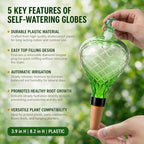 4 Pack 17 oz Large Plant Self Watering Globes to 2 Weeks Watering, Green - Image 2