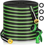 Garden Hose 100 ft Flexible Water Hoses Non-Expanding Lightweight Portable No Kink High Pressure Flat Fabric 3/4” fittings Leak-proof Durable Pipe for Outdoor Outside Yard Lawn Patio Watering Car Wash by kegemor