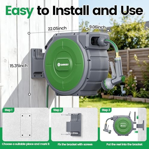 Garden Retractable Hose Reel, 5/8 Inch x 85 ft Wall Mounted Garden Hose Reel with Any Length Lock, Upgraded Slow Return System and 180°Swivel Bracket - Image 5