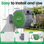 Garden Retractable Hose Reel, 1/2 Inch x 120 ft Wall Mounted Garden Hose Reel with Any Length Lock, Upgraded Slow Return System and 180°Swivel Bracket - Image 4